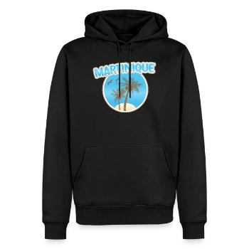 Plage de la Martinique - Sweat à capuche Premium bio Homme - noir - Devant - Nico (187cm)