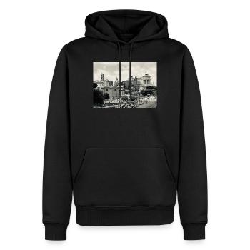 Rome sépia : Colisée et place - Sweat à capuche Premium bio Homme - noir - Devant - Nico (187cm)