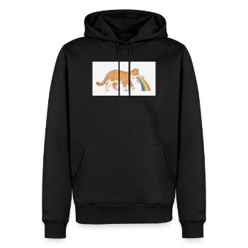 Chat crachant arc-en-ciel - Sweat à capuche Premium bio Homme - noir - Devant - Nico (187cm)
