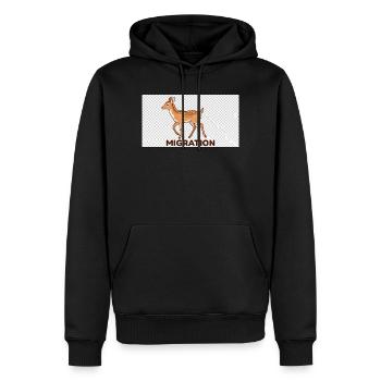 Illustration des cerfs migrateurs - Sweat à capuche Premium bio Homme - noir - Devant - Nico (187cm)