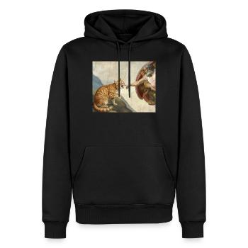 Chat gifle la main de Dieu Mème des chats drôles - Sweat à capuche Premium bio Homme - noir - Devant - Nico (187cm)