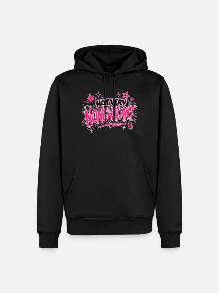 Not Very Nonchalant Neon Pink Script - Men’s Premium Organic Hoodie - black