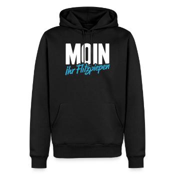 Moin Ihr Flitzpiepen Norddeutsch Hamburg Büro Moin - Männer Premium Bio Hoodie - Schwarz - Vorne - Nico (187cm)