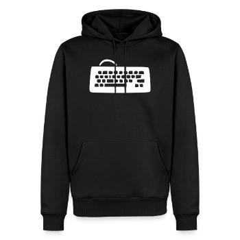 Clavier d’ordinateur rétro blanc vintage années 80 90 - Sweat à capuche Premium bio Homme - noir - Devant - Nico (187cm)