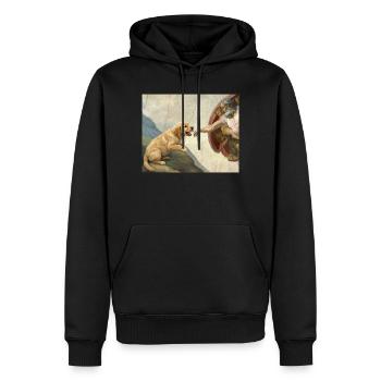 Mème chien God Hand Golden Retriever - Sweat à capuche Premium bio Homme - noir - Devant - Nico (187cm)