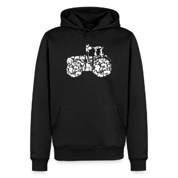 Silhouette du tracteur - Sweat à capuche Premium bio Homme - noir - Devant - Nico (187cm)