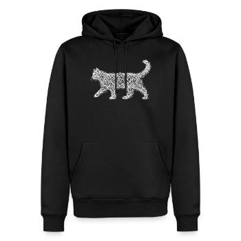 Esquisse abstraite de chat Gribouillé Art minimaliste - Sweat à capuche Premium bio Homme - noir - Devant - Nico (187cm)