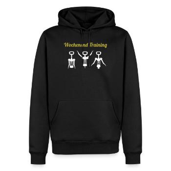 Wochenendtraining mit Korkenzieher - Männer Premium Bio Hoodie - Schwarz - Vorne - Nico (187cm)