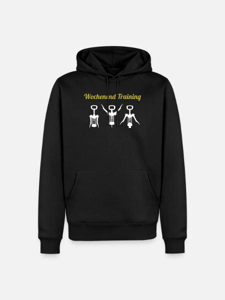 Wochenendtraining mit Korkenzieher - Männer Premium Bio Hoodie - Schwarz
