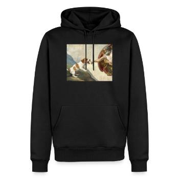 Mème du chien God Hand Beagle Dog - Sweat à capuche Premium bio Homme - noir - Devant - Nico (187cm)