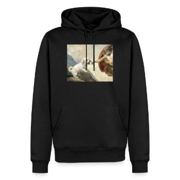 Mème des chiens maltais de la main du chien - Sweat à capuche Premium bio Homme - noir - Devant - Nico (187cm)