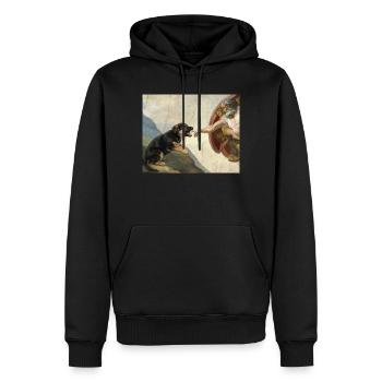 Mème du chien berger de la main du chien Dieu - Sweat à capuche Premium bio Homme - noir - Devant - Nico (187cm)