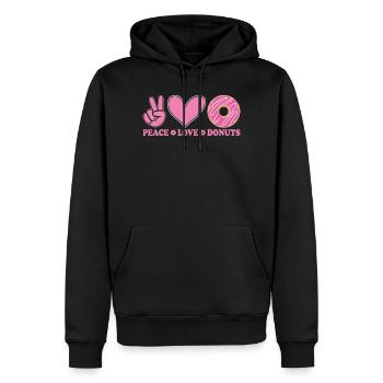 Beignets Paix et Amour - Sweat à capuche Premium bio Homme - noir - Devant - Nico (187cm)