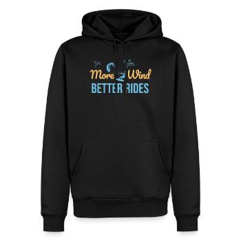 More Wind Better Rides – Kitesurfing T-Shirt - Men’s Premium Organic Hoodie - black - Front - Nico (187cm)