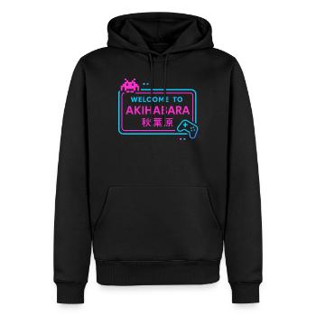 Welcome to Akihabara - Sweat à capuche Premium bio Homme - noir - Devant - Nico (187cm)