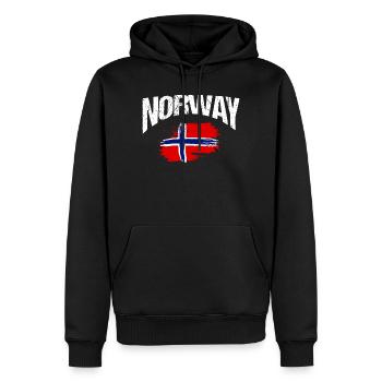 Wakacje w Norwegii, fiordy Norge, podróże skandynawskie - Ekologiczna męska bluza z kapturem Premium - czarny - Przód - Nico (187cm)