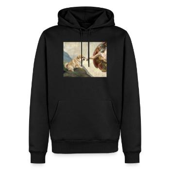 Mème du chien God God Hand Pomeranian Dog - Sweat à capuche Premium bio Homme - noir - Devant - Nico (187cm)