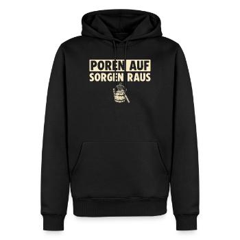 Poren auf Sorgen raus Sauna - Männer Premium Bio Hoodie - Schwarz - Vorne - Nico (187cm)