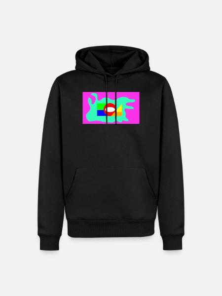 Geometrische Farbblock Collage Neon - Männer Premium Bio Hoodie - Schwarz