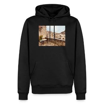 Terrasse in einem Steindorf - Männer Premium Bio Hoodie - Schwarz - Vorne - Nico (187cm)