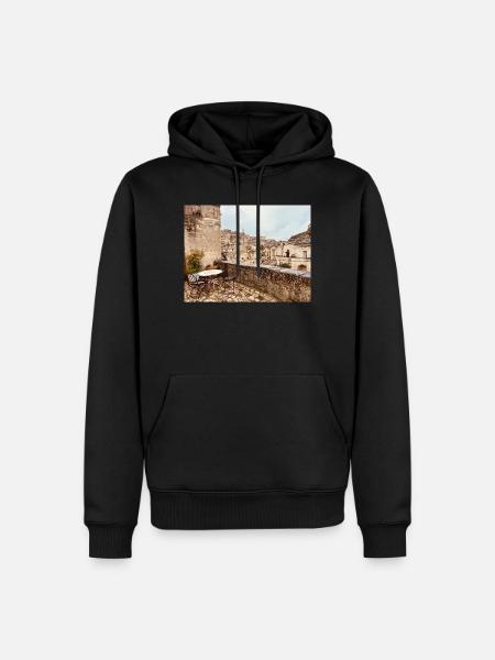 Terrasse in einem Steindorf - Männer Premium Bio Hoodie - Schwarz