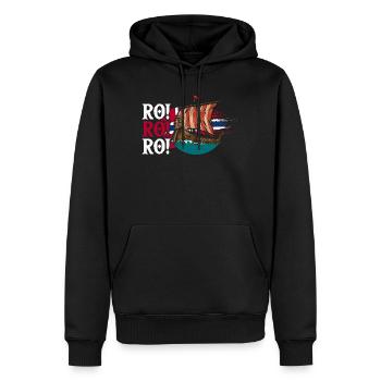 Norway Norge Fjords Scandinavian Ro Viking ship - Men’s Premium Organic Hoodie - black - Front - Nico (187cm)