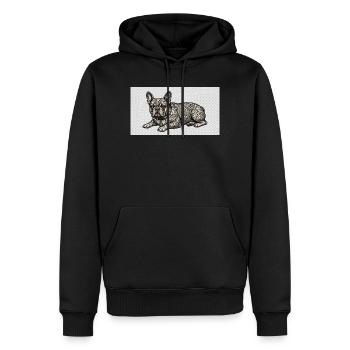 Ornate Bulldog Tattoo Muster - Männer Premium Bio Hoodie - Schwarz - Vorne - Nico (187cm)