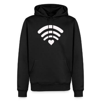 WLANLiebe Herz-Wifi Design - Männer Premium Bio Hoodie - Schwarz - Vorne - Nico (187cm)