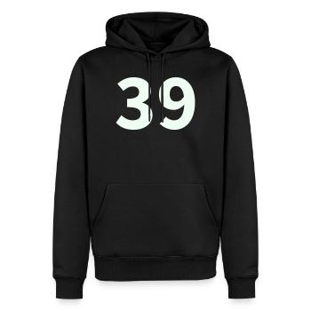 39- - Männer Premium Bio Hoodie - Schwarz - Vorne - Nico (187cm)