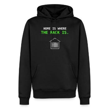 Le foyer est là où le rack est offert par l’administrateur système informatique - Sweat à capuche Premium bio Homme - noir - Devant - Nico (187cm)