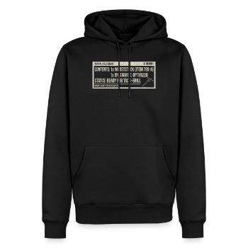 Vintage Label Bratwurst Humor - Men’s Premium Organic Hoodie - black - Front - Nico (187cm)