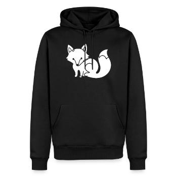Fuchs Silhouette – Waldtier Minimal Motiv - Männer Premium Bio Hoodie - Schwarz - Vorne - Nico (187cm)