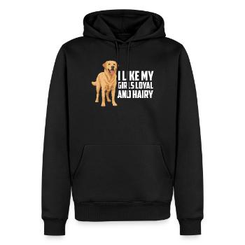 Labrador Retriever Ich mag meine Mädchen loyal und behaart - Männer Premium Bio Hoodie - Schwarz - Vorne - Nico (187cm)