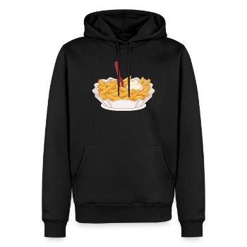 pommes - Männer Premium Bio Hoodie - Schwarz - Vorne - Nico (187cm)