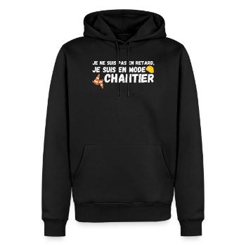 Je suis en mode chantier - Sweat à capuche Premium bio Homme - noir - Devant - Nico (187cm)
