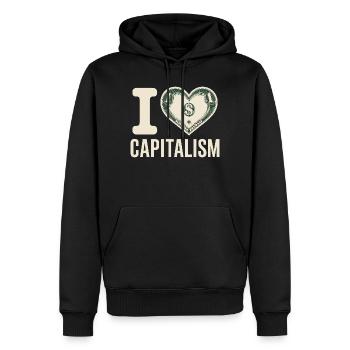J’adore le capitalisme Entrepreneurs Actions Capitalisme - Sweat à capuche Premium bio Homme - noir - Devant - Nico (187cm)
