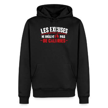 Excuses Ne Brûlent Pas Calories - Sweat à capuche Premium bio Homme - noir - Devant - Nico (187cm)
