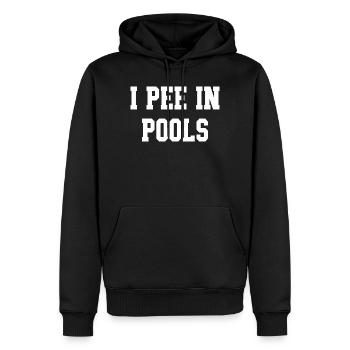 Fette Blocktypografie auf Schwarz - Männer Premium Bio Hoodie - Schwarz - Vorne - Nico (187cm)
