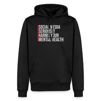 Les réseaux sociaux nuisent sérieusement à la santé mentale selon les affirmations - Sweat à capuche Premium bio Homme - noir - Devant - Nico (187cm)