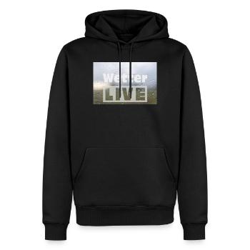 Wetter LIVE – Minimalistisches Regen Poster - Männer Premium Bio Hoodie - Schwarz - Vorne - Nico (187cm)
