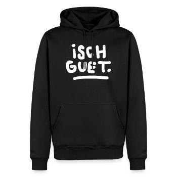 Isch Guet. - Men’s Premium Organic Hoodie - black - Front - Nico (187cm)