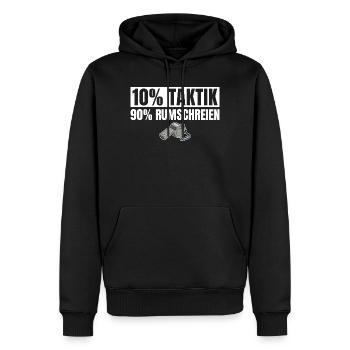 Fußballtrainer 10% Taktik 90% Rumschreien - Männer Premium Bio Hoodie - Schwarz - Vorne - Nico (187cm)