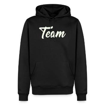 team - Männer Premium Bio Hoodie - Schwarz - Vorne - Nico (187cm)