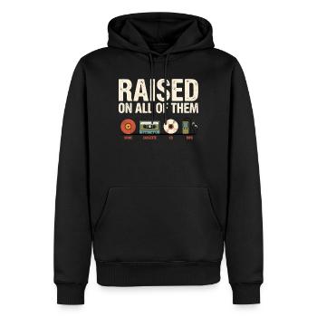 Raised On All Of Them Vintage Music Shirt - Men’s Premium Organic Hoodie - black - Front - Nico (187cm)