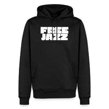 Free Jazz fettes Logo - Männer Premium Bio Hoodie - Schwarz - Vorne - Nico (187cm)