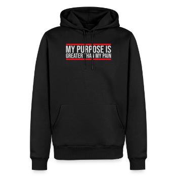Mon but est plus grand que ma douleur, ce qui signifie le logo des guillemets - Sweat à capuche Premium bio Homme - noir - Devant - Nico (187cm)