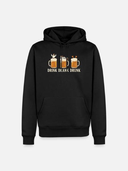 Drink Drank Drunk Beer Seagulls Beach - Men’s Premium Organic Hoodie - black
