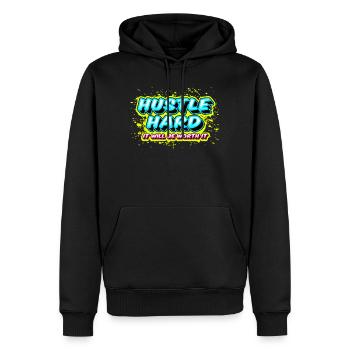 Hustle Hard - It Will Be Worth It - Männer Premium Bio Hoodie - Schwarz - Vorne - Nico (187cm)