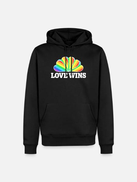 Love Wins - Rainbow Statement Design - Sweat à capuche Premium bio Homme - noir