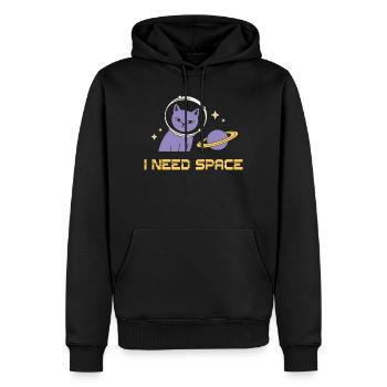 Space Cat – I Need Space - Men’s Premium Organic Hoodie - black - Front - Nico (187cm)